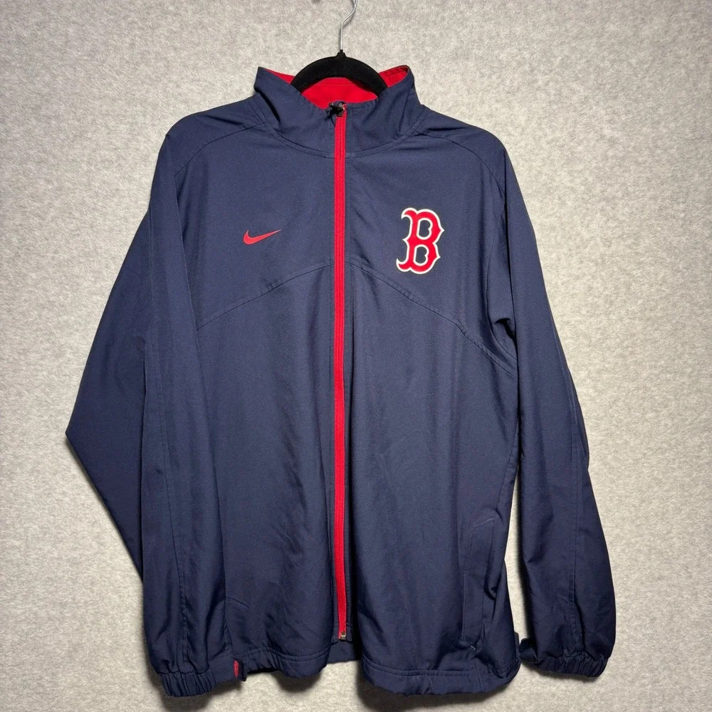 Nike Boston Red Sox MLB Dri-FIT Full Zip Jacket Mens‎ Large Navy Blue Red Logo